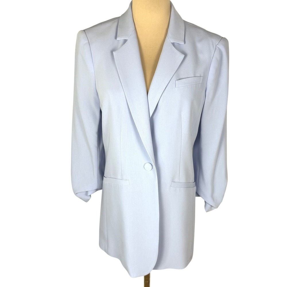 Cinq a Sept Khloe Light Blue Ruched Sleeve Blazer Size 2 EUC
